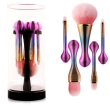 Fashion Portable Mini  5pcs Lollip  Face Powder Brush Cosmetic  Plating Handle Makeup Brushes